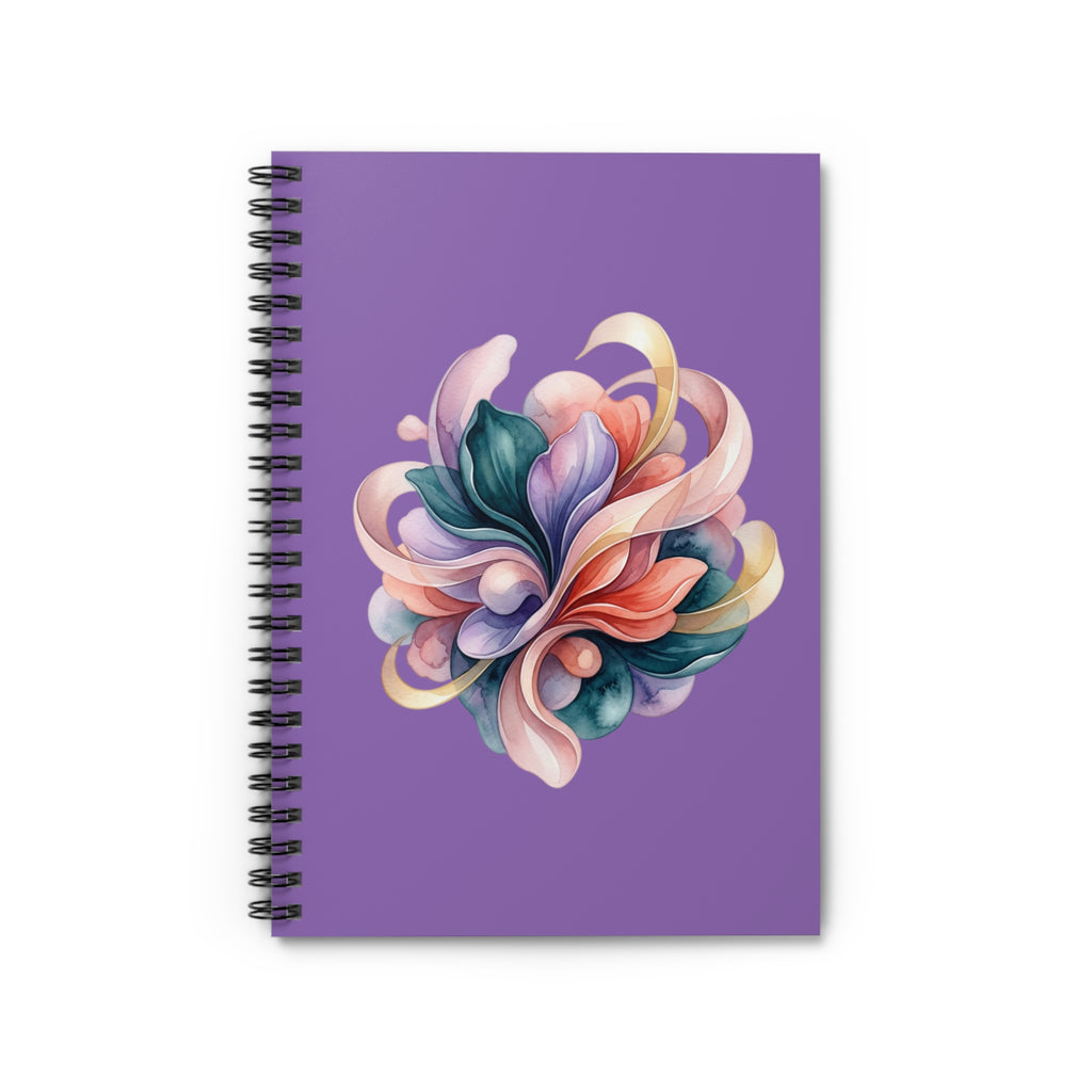 Floral Swirl Spiral Notebook — Purple Artistic Journal for Notes & Sketches
