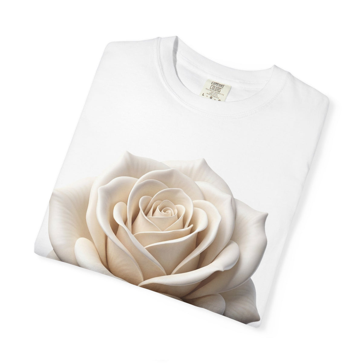 White Rose T-Shirt — Realistic Vintage Floral Tee