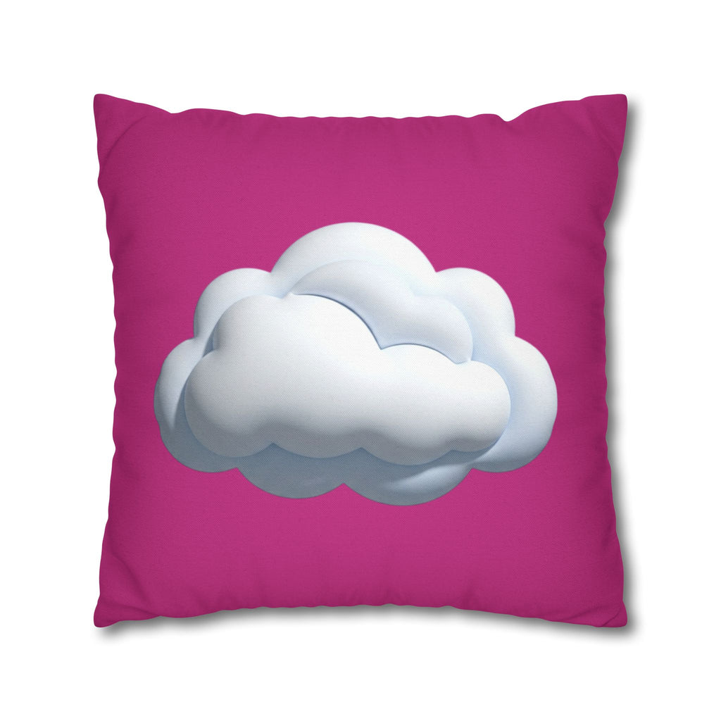 Cloud Graphic Pillowcase - Magenta Decorative Square Throw Pillow Cover