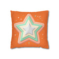 Star Shape Orange Spun Polyester Square Pillowcase