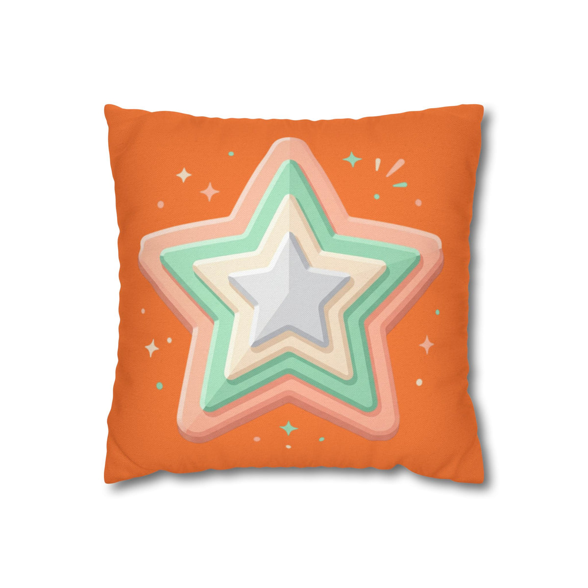 Star Shape Orange Spun Polyester Square Pillowcase