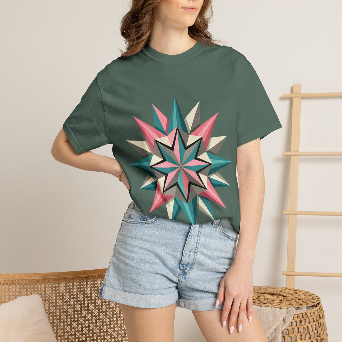 Geometric Starburst Graphic T-Shirt