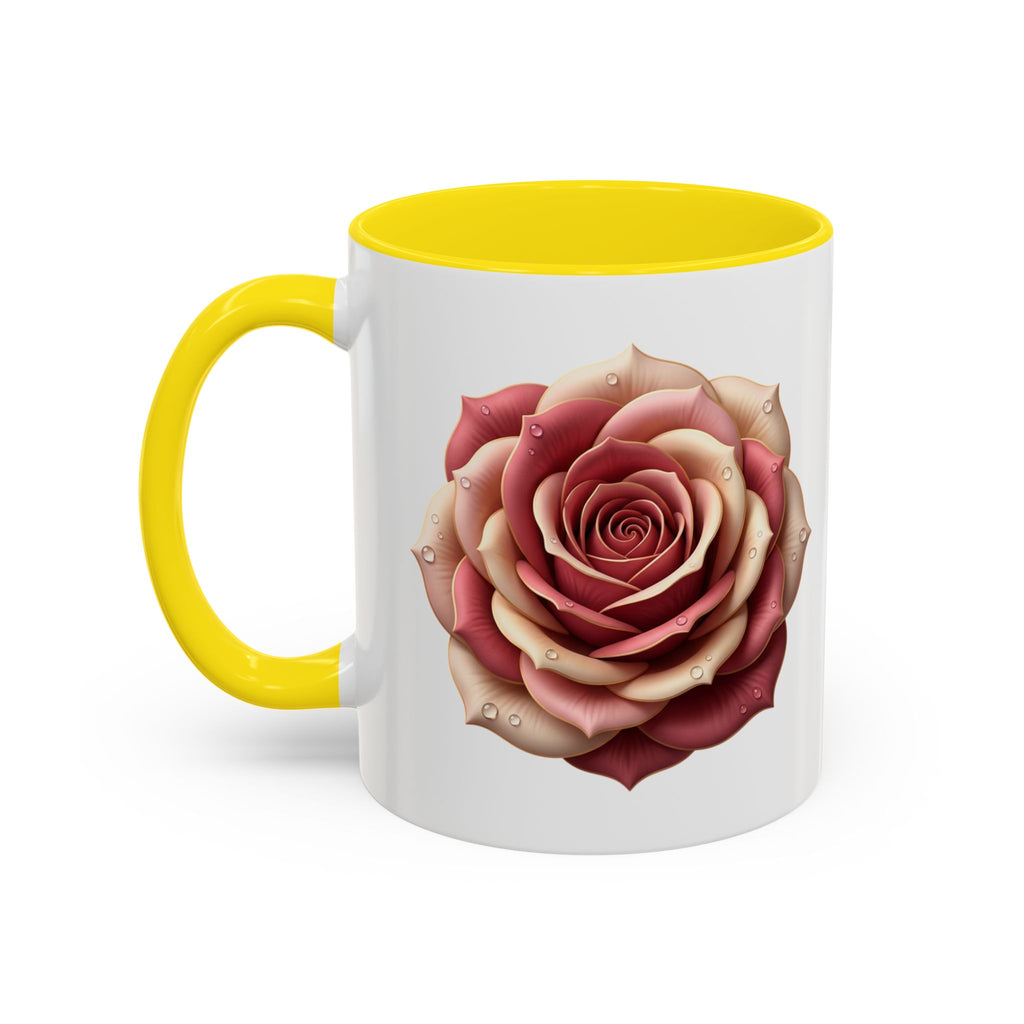 Rose Waterdrop Accent Coffee Mug — Floral 11/15oz