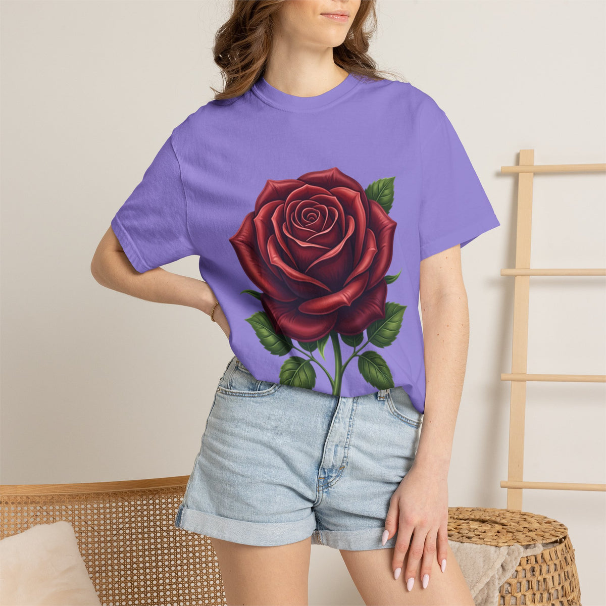 Rose Graphic T‑Shirt — Large Red Rose Floral Tee