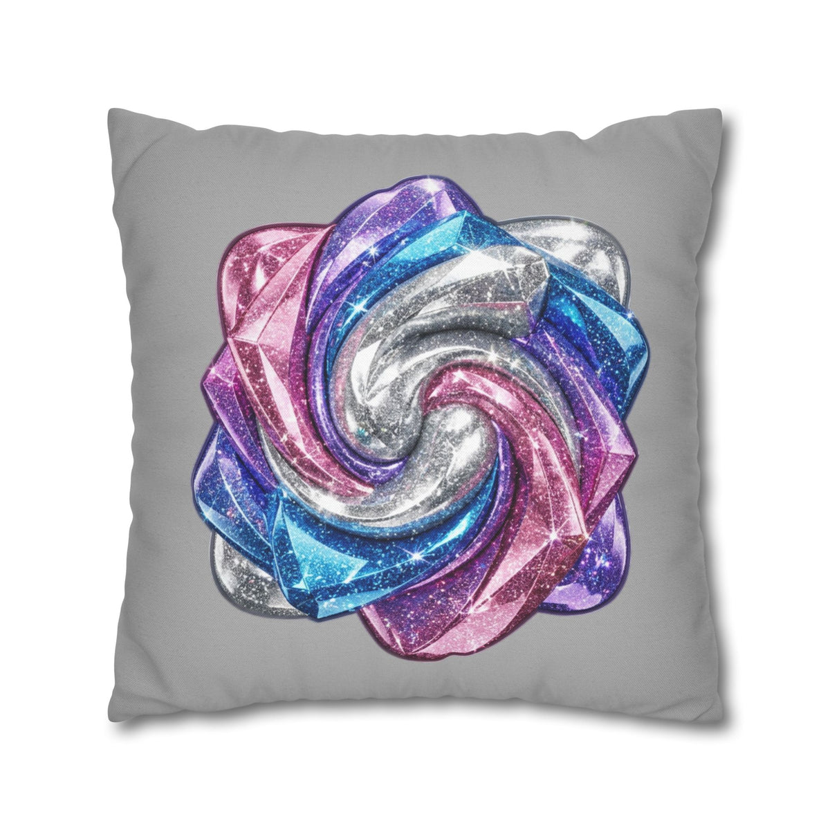 3D Glitter Design Light Grey Spun Polyester Square Pillowcase
