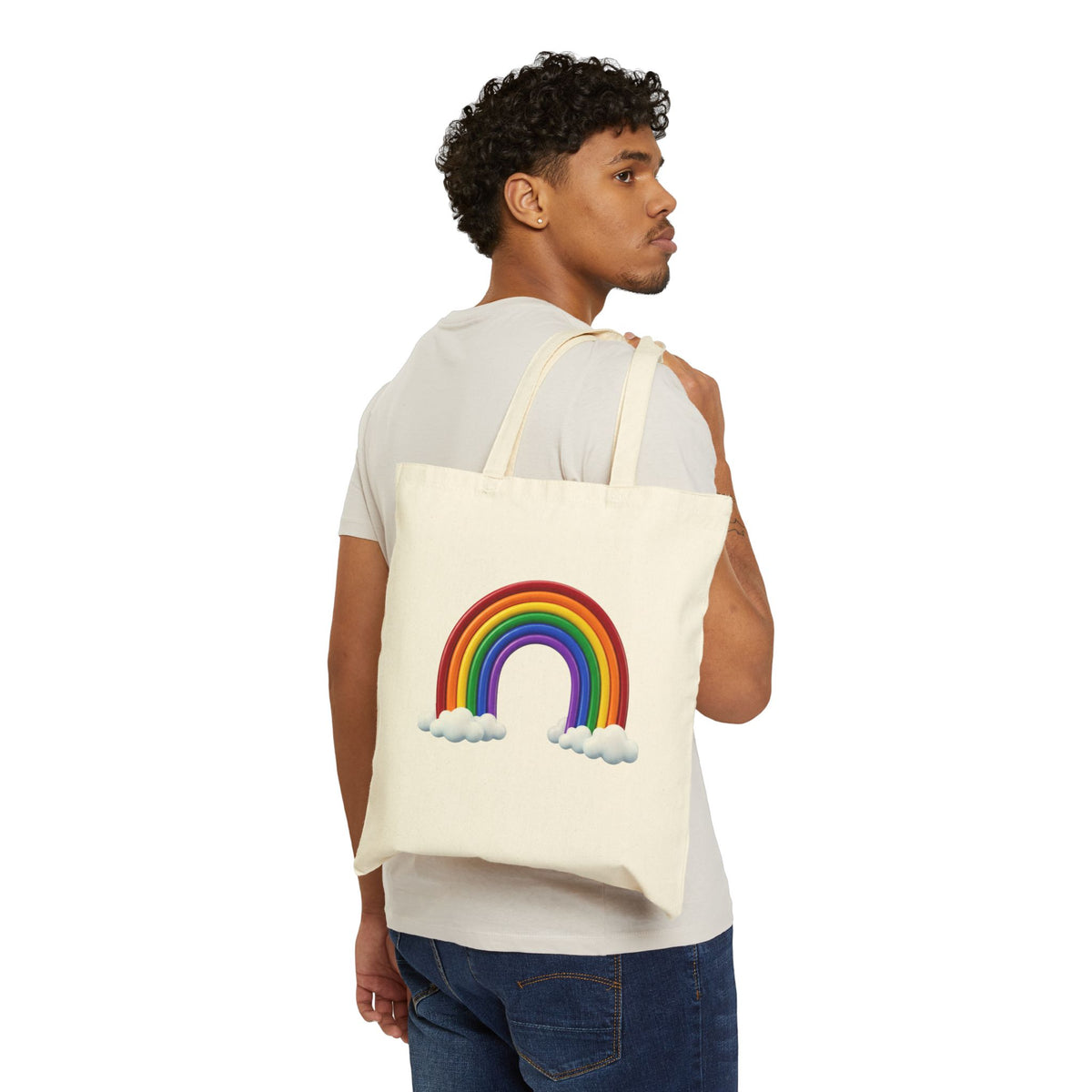 Rainbow Cloud Tote Bag — Cute Rainbow Canvas Tote