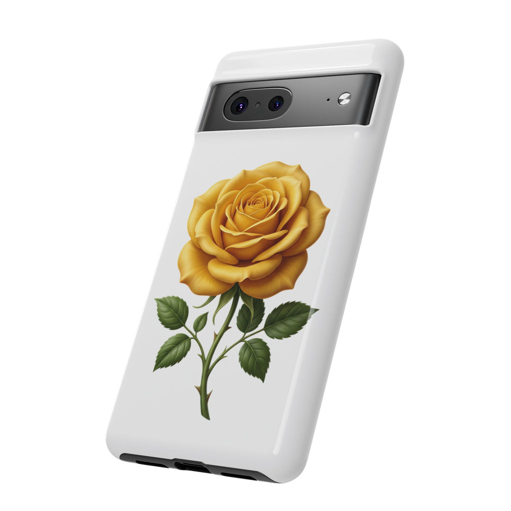 Yellow Rose Phone Case — Vintage Floral Tough Protective Cover
