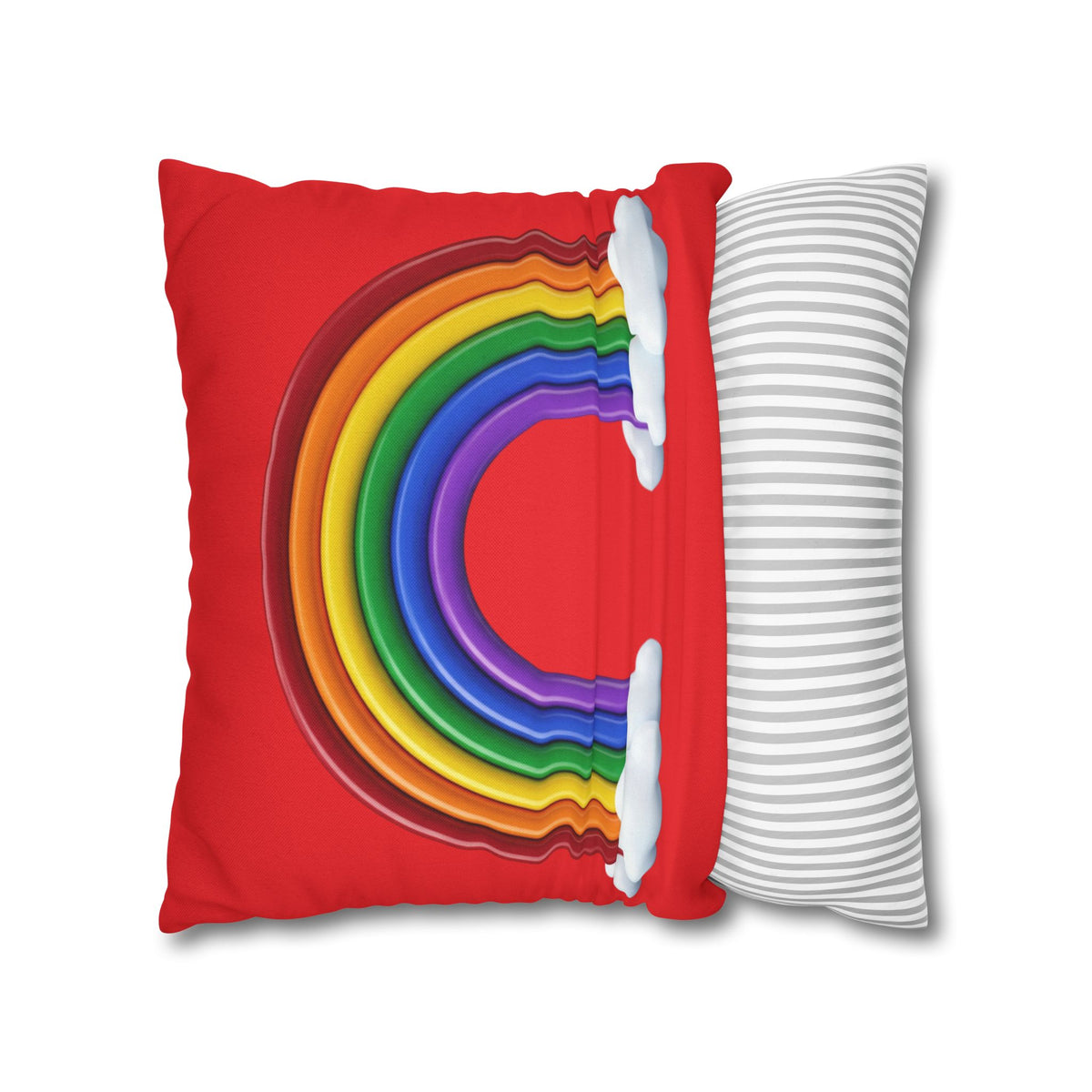 Rainbow Red Spun Polyester Square Pillowcase