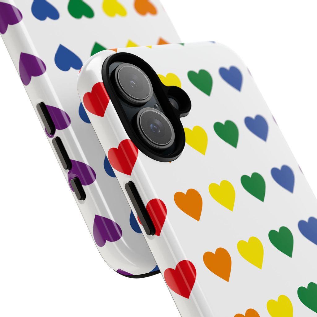 Rainbow Heart Tough Phone Case — Pride Pattern Protective Cover