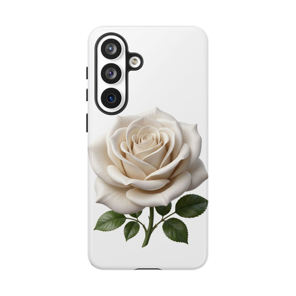 White Rose Tough Phone Case – Elegant Floral Protective Cover