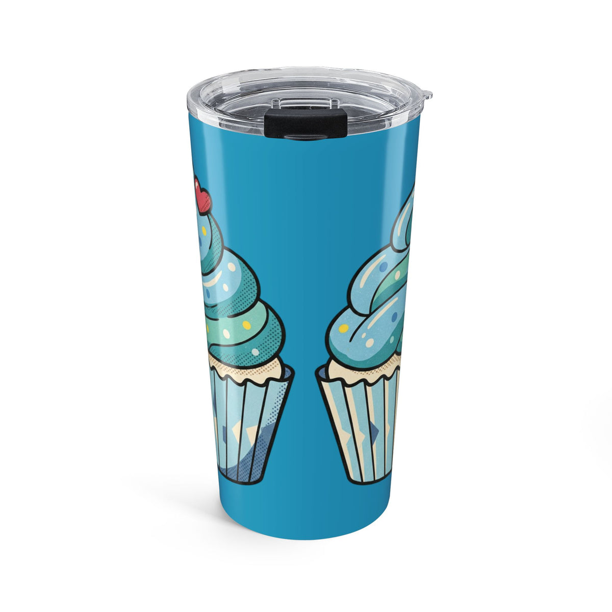 Blue Cupcake 20oz Tumbler Turquoise — Insulated Travel Cup with Cute Dessert Design
