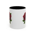 Red Rose Accent Coffee Mug — Floral Ceramic Coffee Cup (11/15oz)