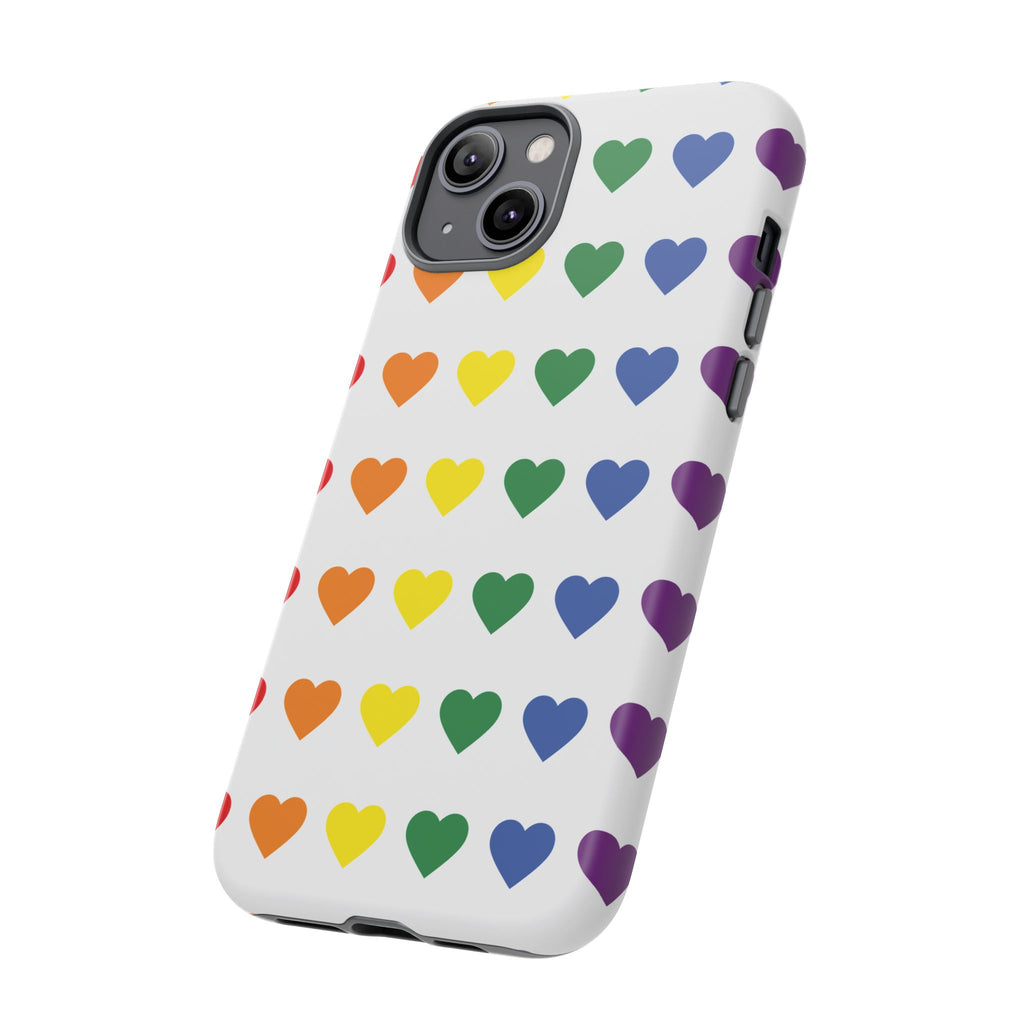 Rainbow Heart Tough Phone Case — Pride Pattern Protective Cover