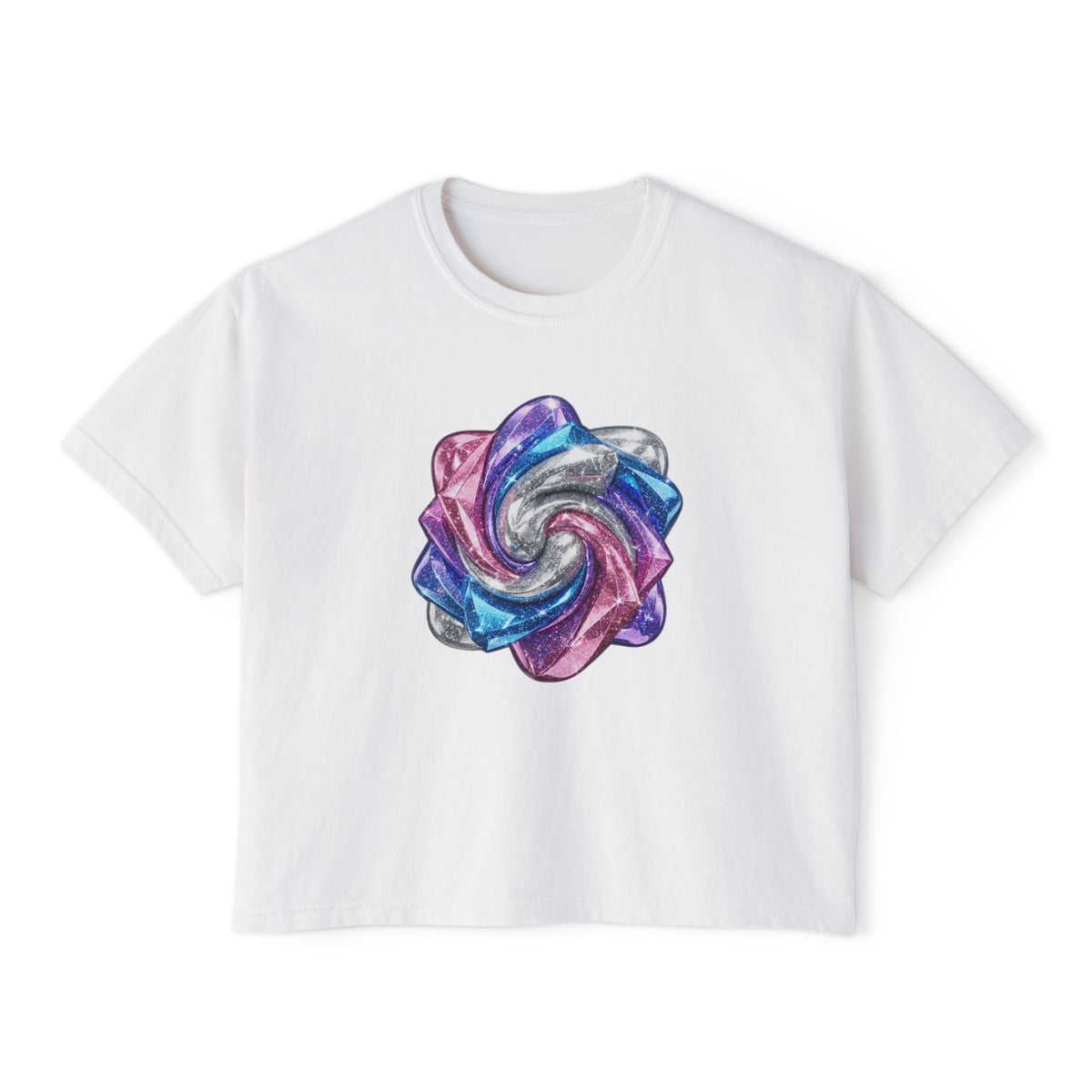 3D Glitter Design Women's Boxy Tee