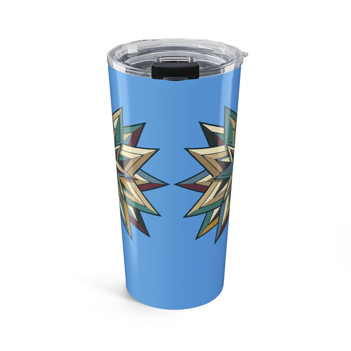 20oz Starburst Tumbler — Geometric Navajo-Inspired Travel Mug- Light Blue