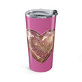 20oz Light Pink Heart Gem Tumbler — Sparkling Rose Gold Crystal Design