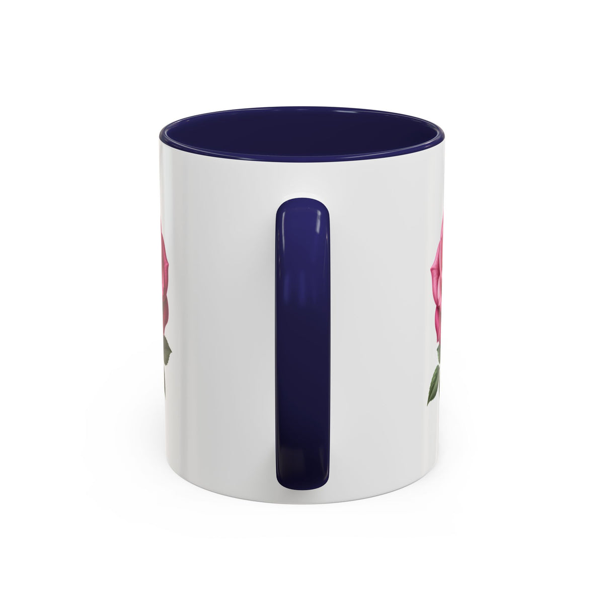 Pink Rose Accent Coffee Mug — Floral Tea & Coffee Cup (11/15 oz)
