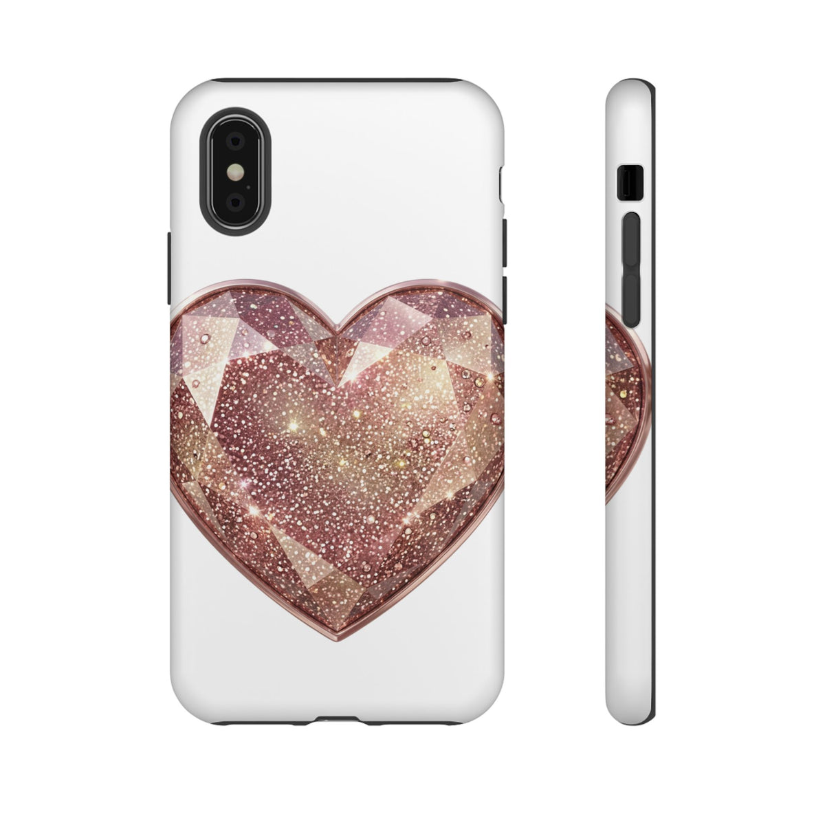 Rose Gold Glitter Crystal Heart Phone Case
