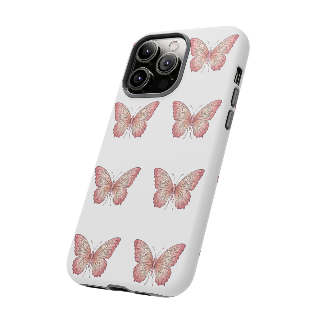 Pink Butterfly Tough Phone Case — Floral Pattern Protective Cover