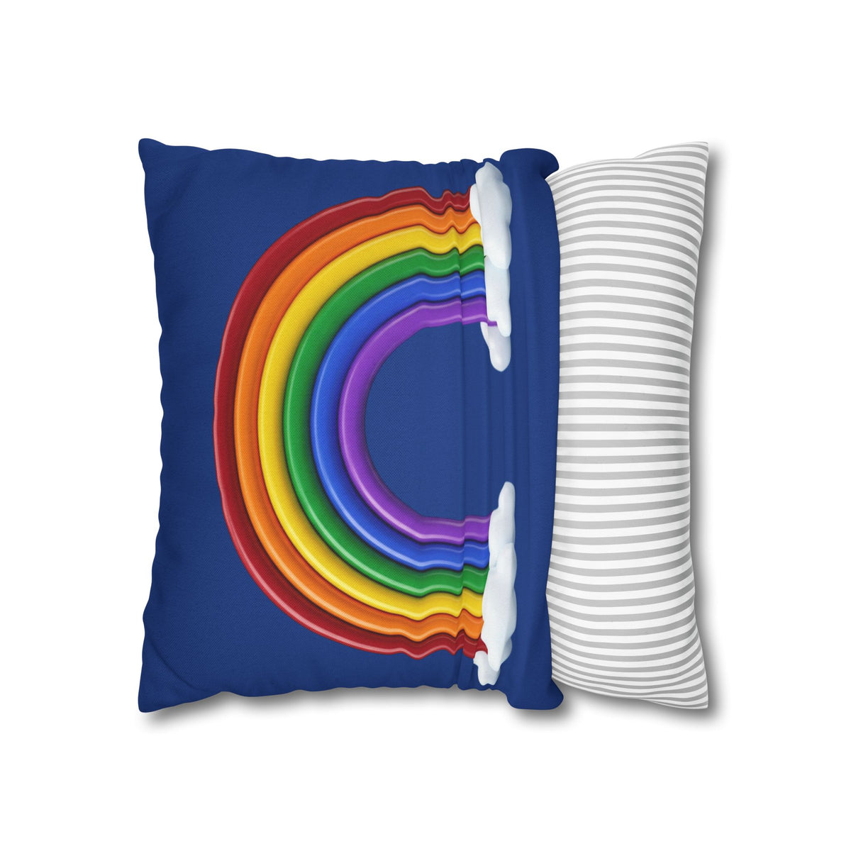 Rainbow Dark Blue Spun Polyester Square Pillowcase