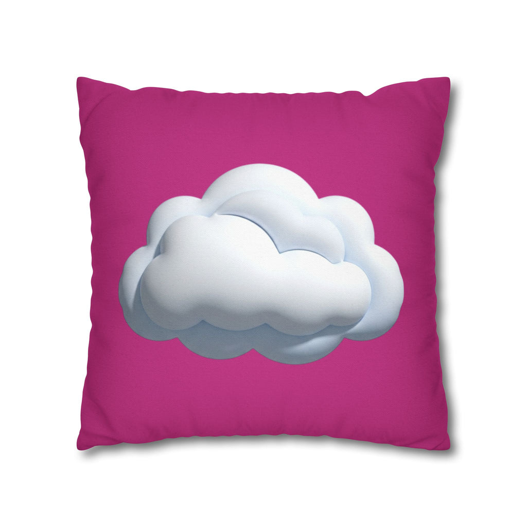 Cloud Graphic Pillowcase - Magenta Decorative Square Throw Pillow Cover