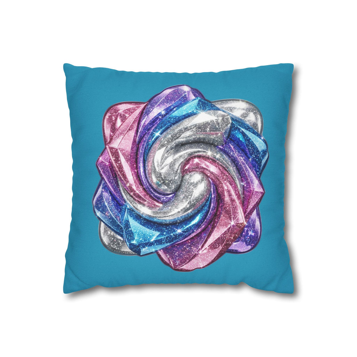 3D Glitter Design Turquoise Spun Polyester Square Pillowcase