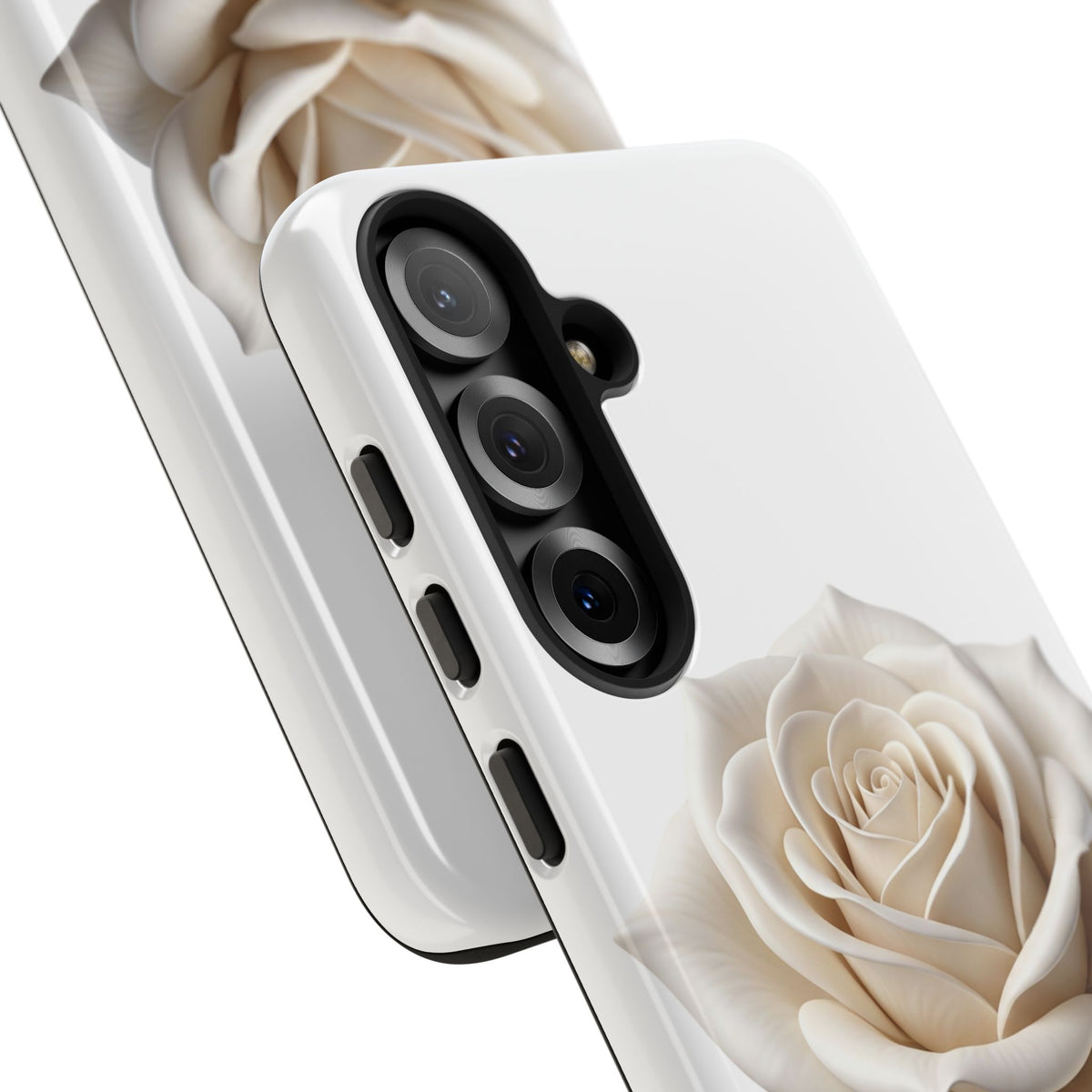 White Rose Tough Phone Case – Elegant Floral Protective Cover