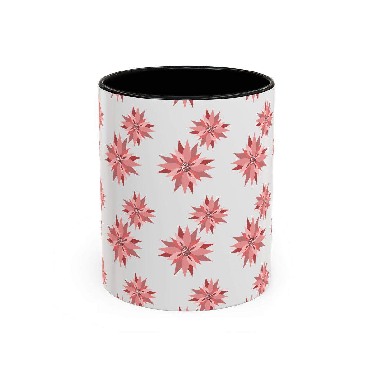 Pink Geometric Floral Accent Coffee Mug — 11/15oz