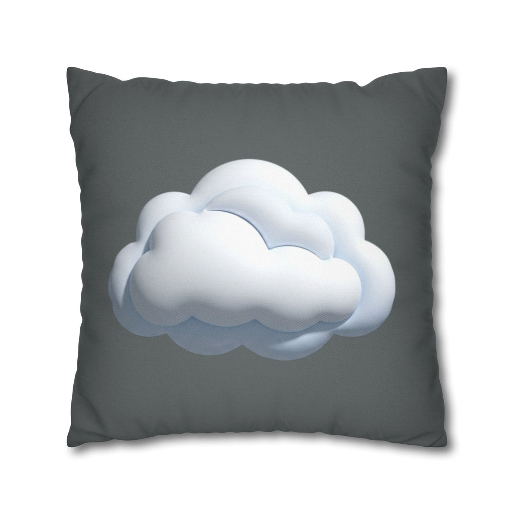 Cloud Graphic Dark Grey Pillowcase — Whimsical Grey Decorative Throw Pillow Cover
