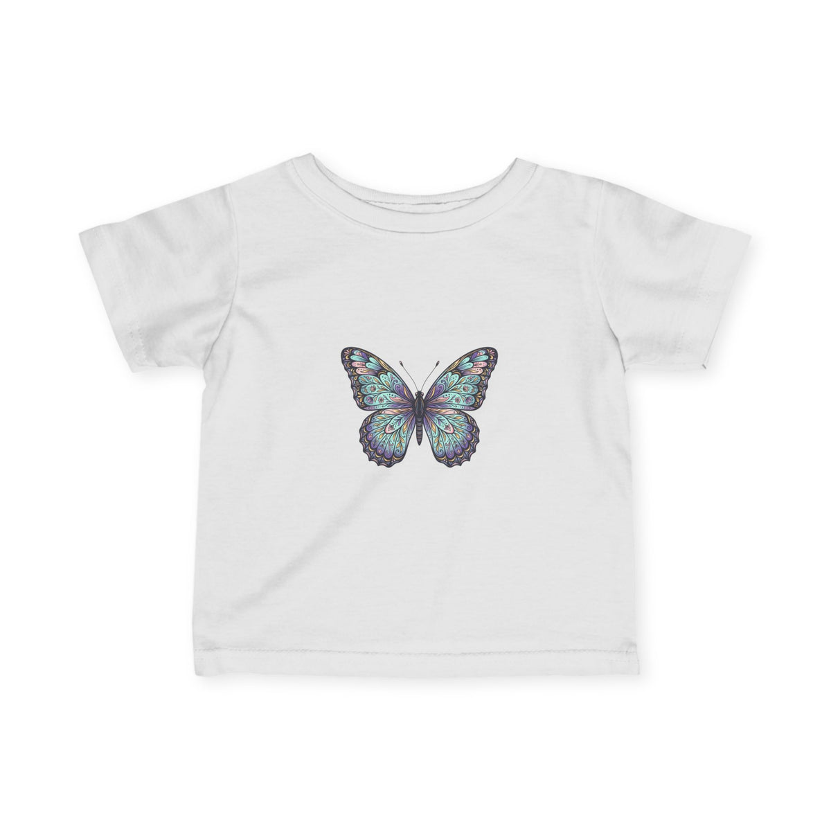 Infant Butterfly Tee — Pastel Blue Floral Butterfly Baby Shirt