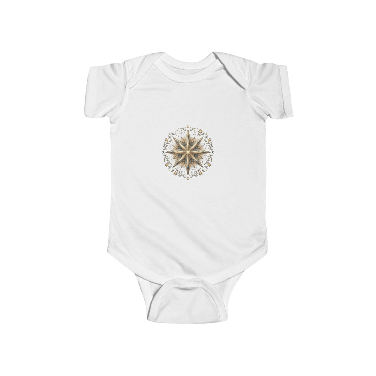 Infant Bodysuit with Gold Compass Mandala — Baby Shower, Nautical & Boho Newborn Gift