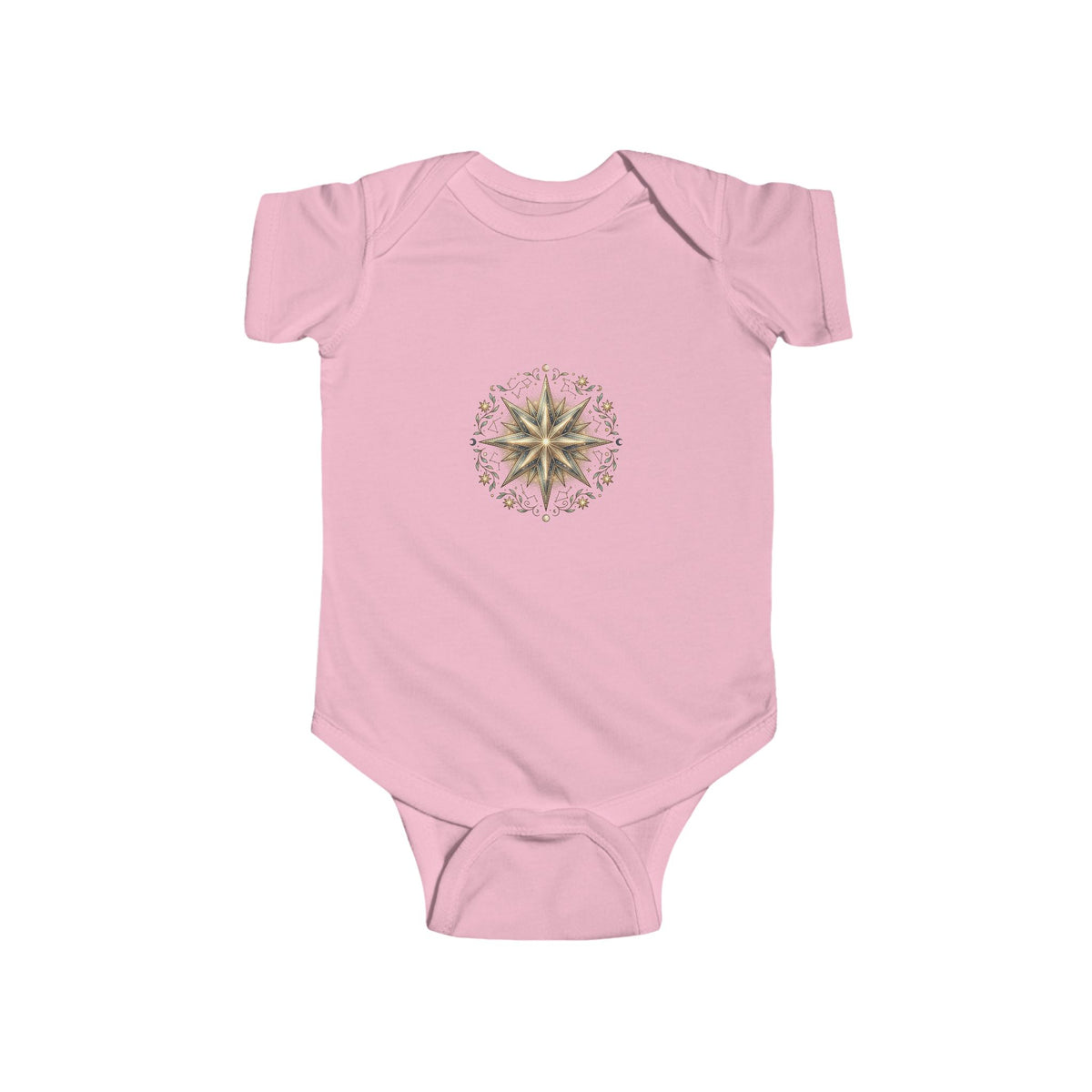 Infant Bodysuit with Gold Compass Mandala — Baby Shower, Nautical & Boho Newborn Gift