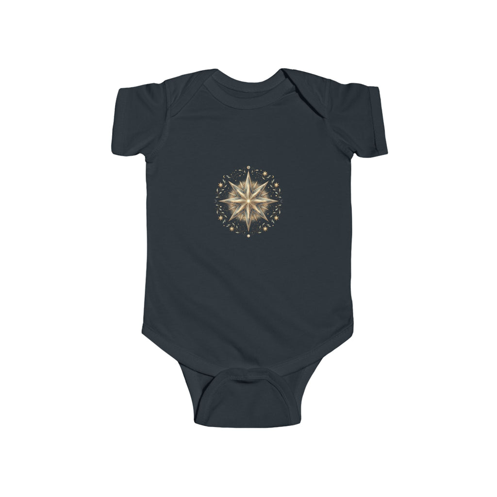 Infant Bodysuit with Gold Compass Mandala — Baby Shower, Nautical & Boho Newborn Gift