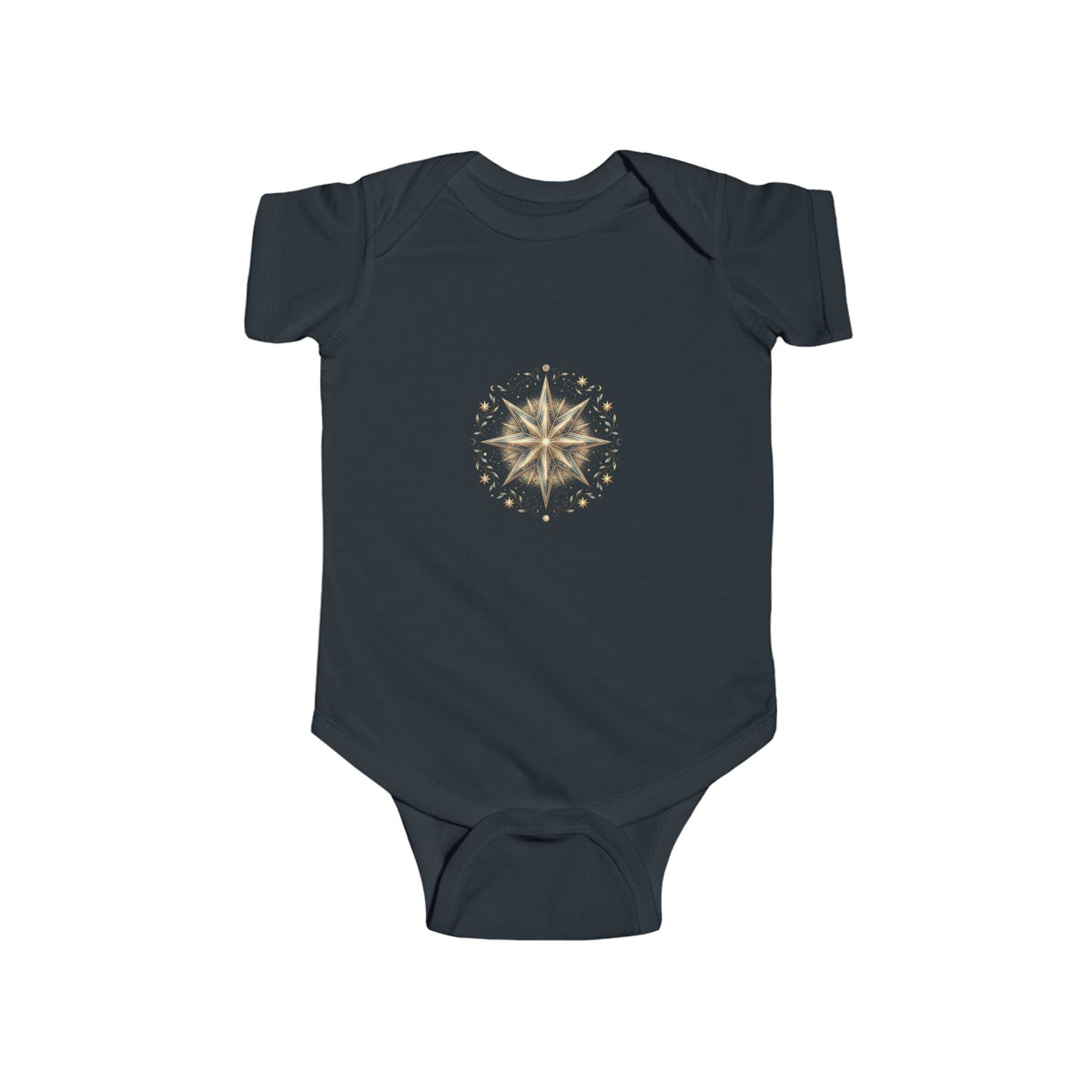 Infant Bodysuit with Gold Compass Mandala — Baby Shower, Nautical & Boho Newborn Gift