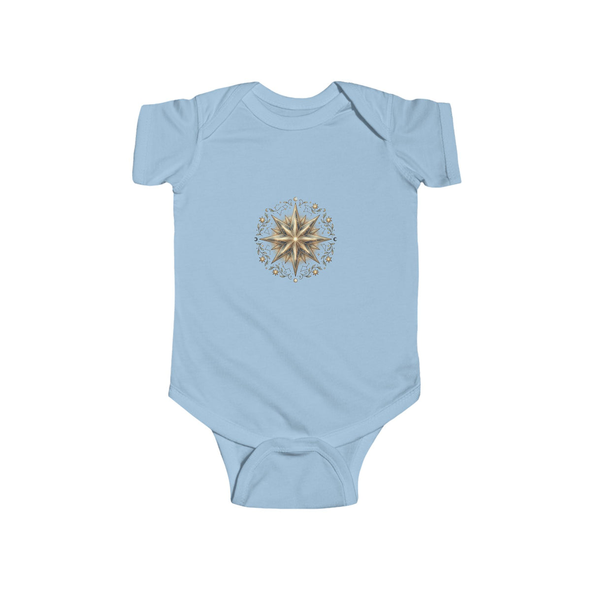 Infant Bodysuit with Gold Compass Mandala — Baby Shower, Nautical & Boho Newborn Gift