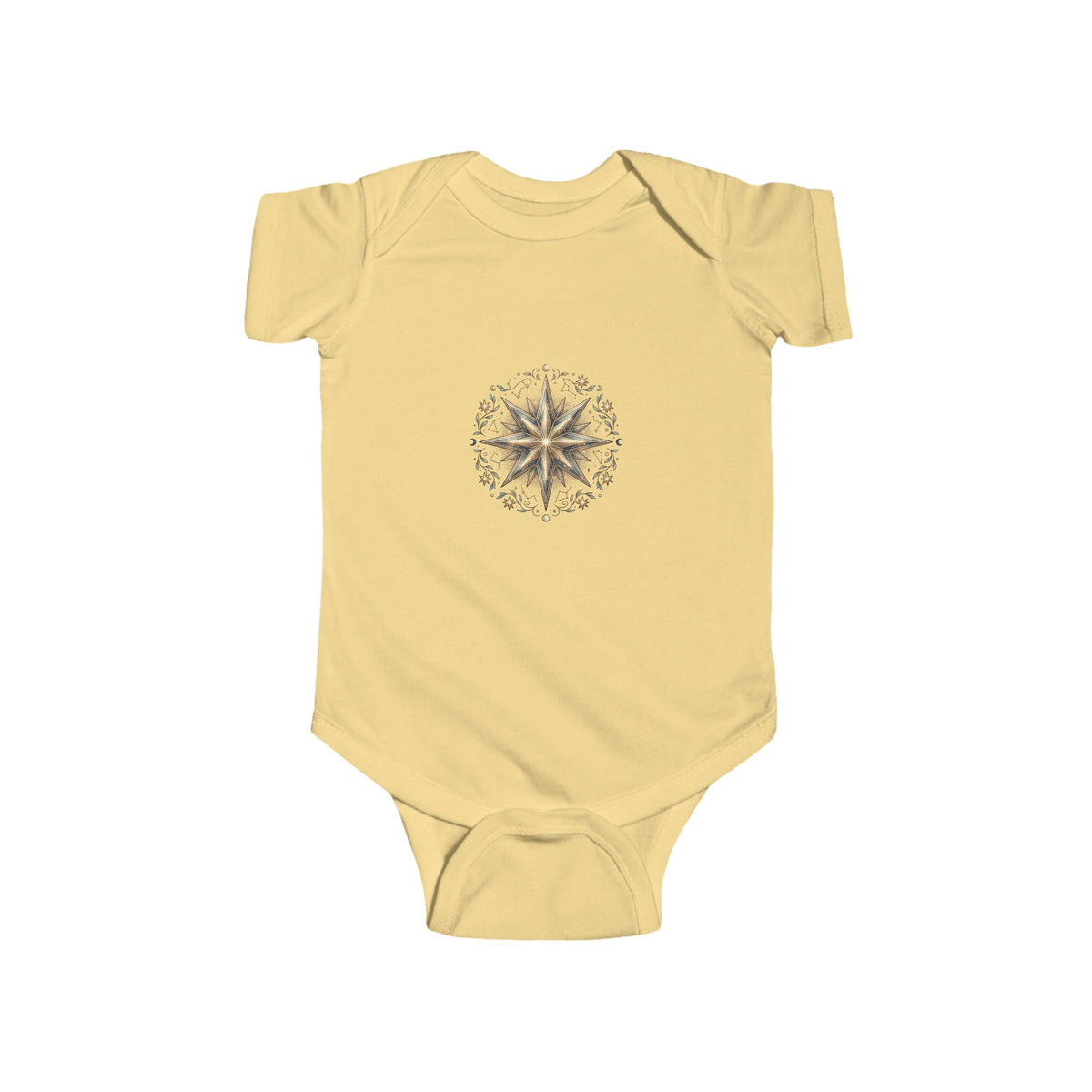 Infant Bodysuit with Gold Compass Mandala — Baby Shower, Nautical & Boho Newborn Gift