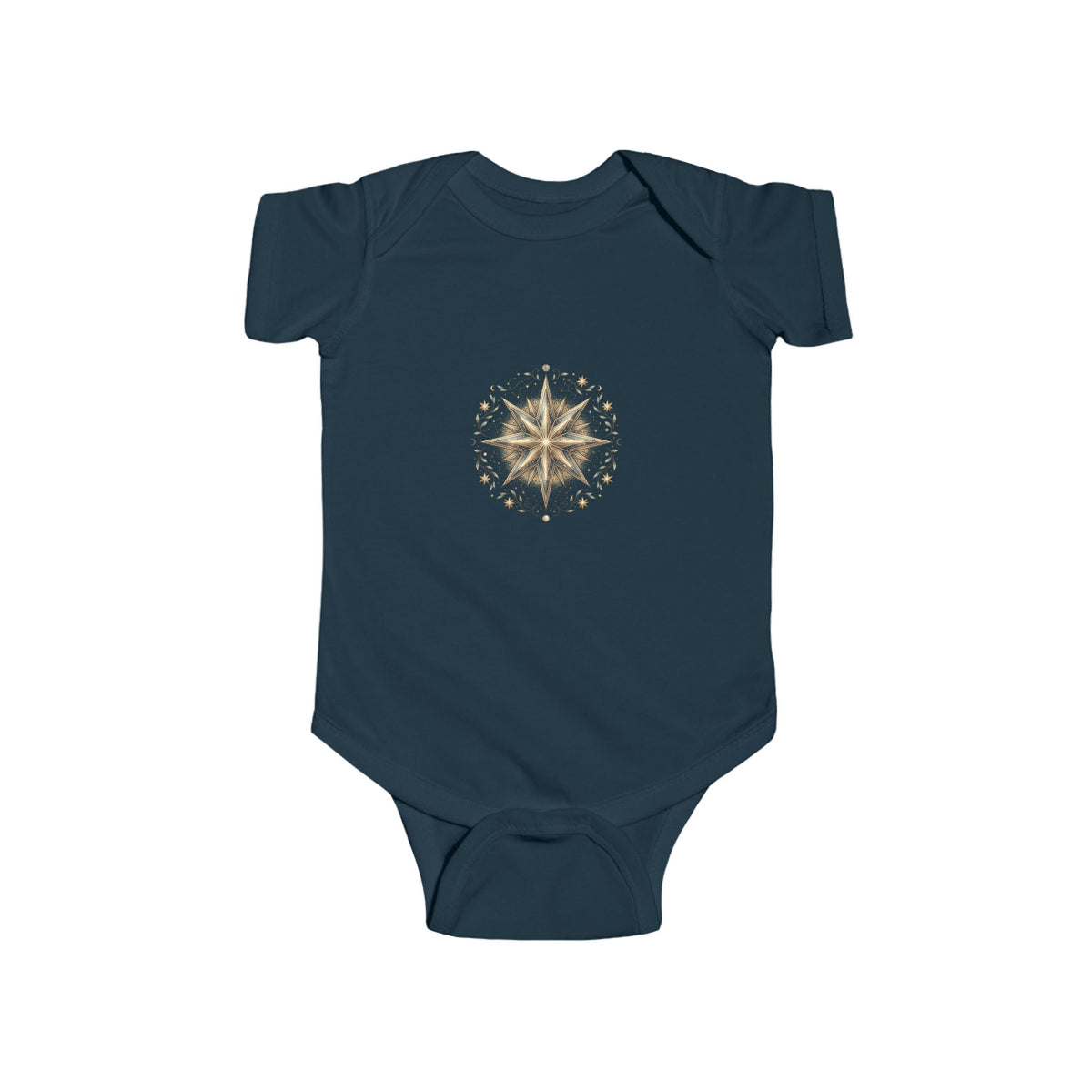Infant Bodysuit with Gold Compass Mandala — Baby Shower, Nautical & Boho Newborn Gift