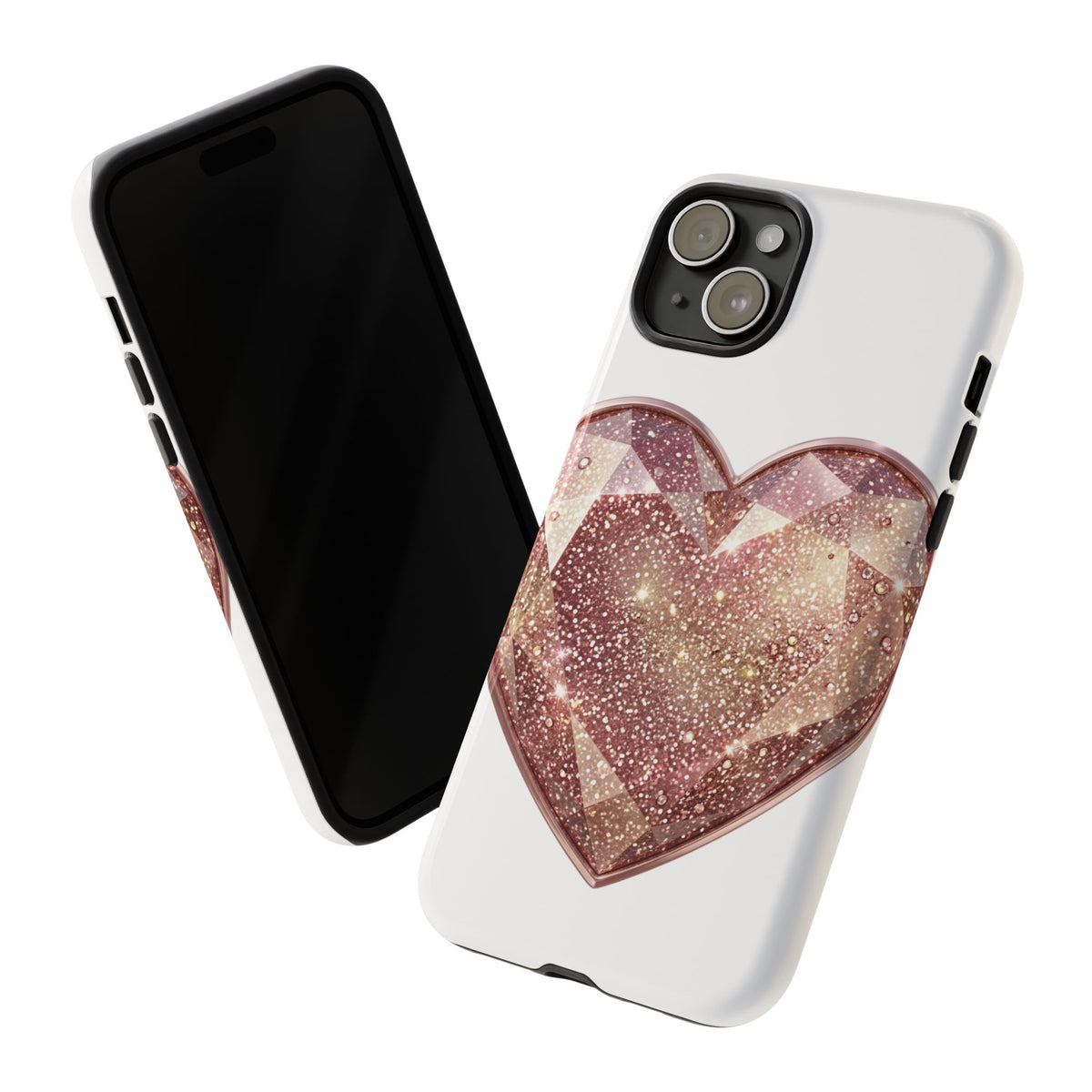 Rose Gold Glitter Crystal Heart Phone Case