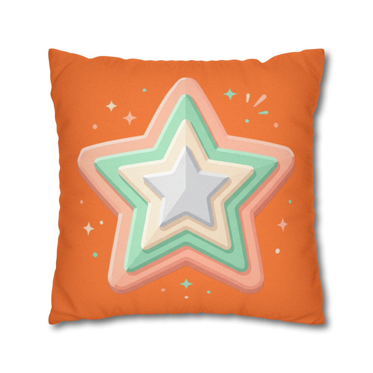 Star Shape Orange Spun Polyester Square Pillowcase