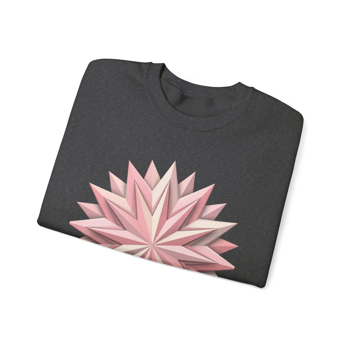 Starburst Polygon Crewneck Sweatshirt — Pink Geometric Floral Graphic
