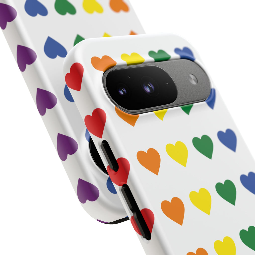 Rainbow Heart Tough Phone Case — Pride Pattern Protective Cover