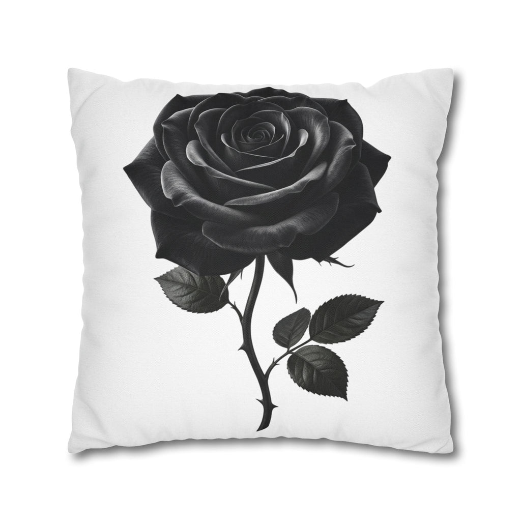 Black Rose Spun Polyester Square Pillowcase