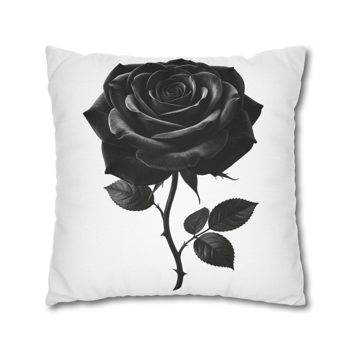 Black Rose Spun Polyester Square Pillowcase