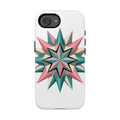 Geometric Star Tough Phone Case – Pink Teal Compass Design