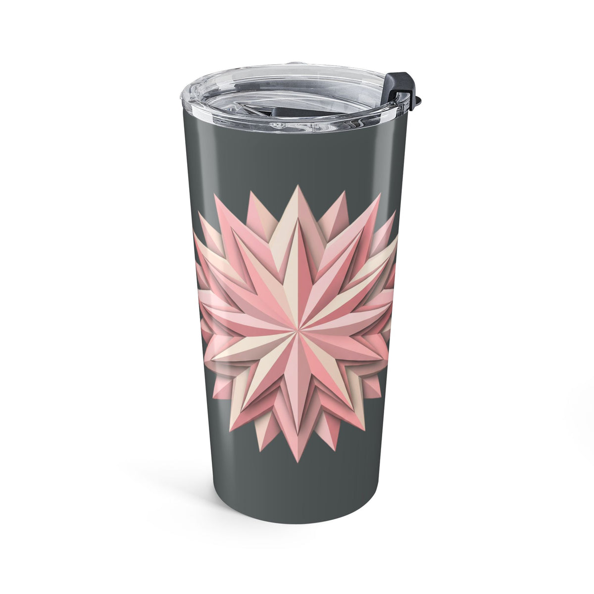 20oz Floral Star Tumbler — Pink Geometric Flower Travel Cup