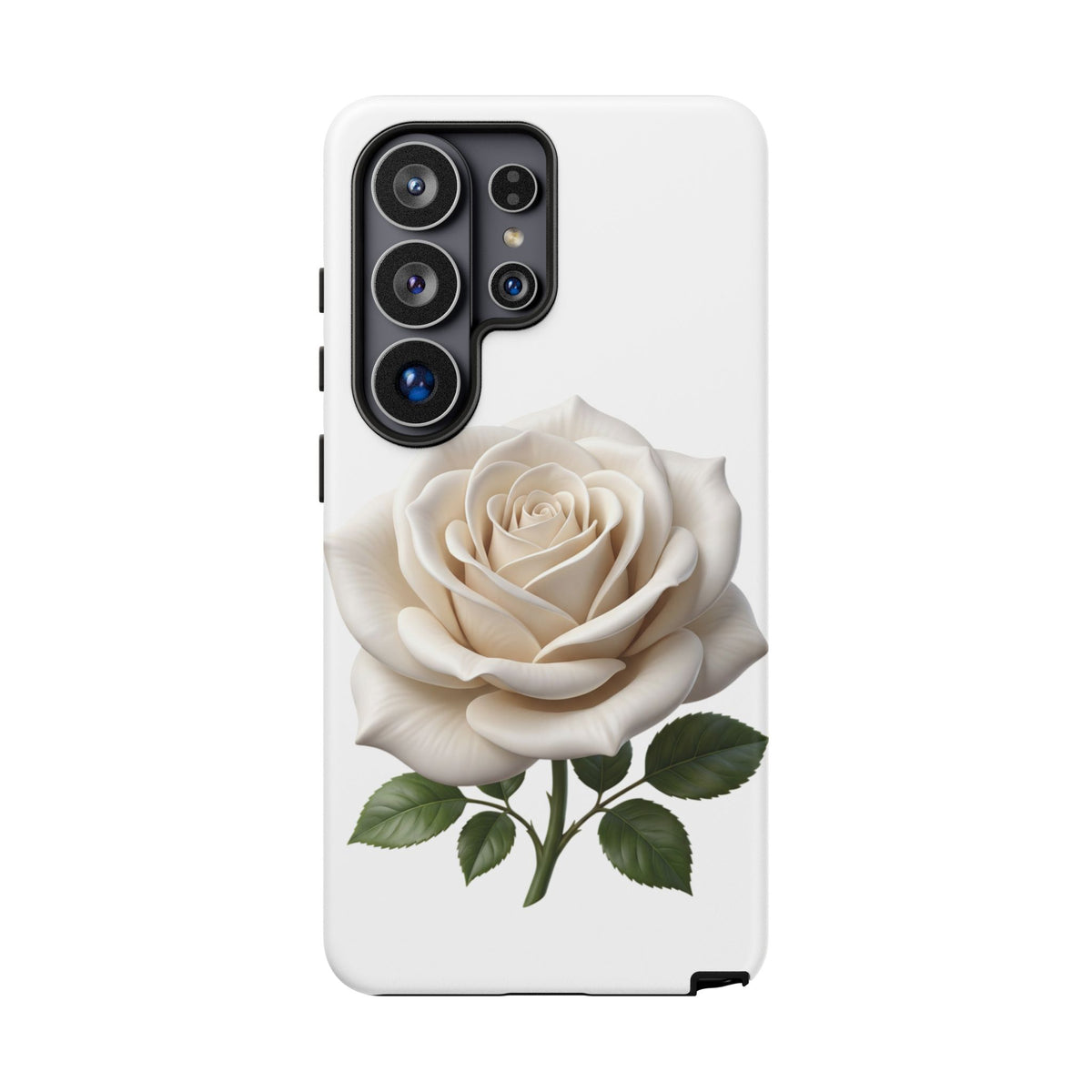 White Rose Tough Phone Case – Elegant Floral Protective Cover