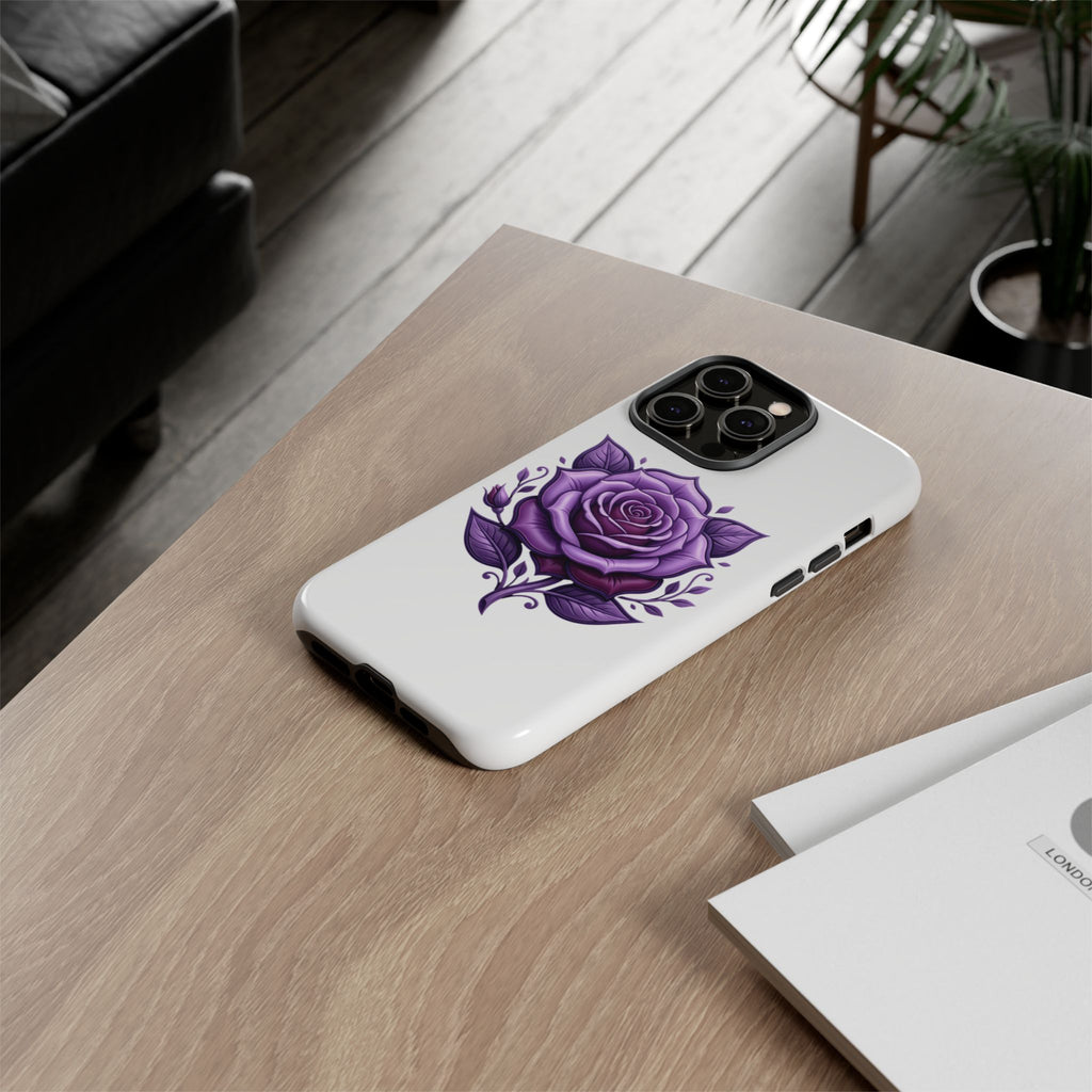 Purple Rose Tough Phone Case — Floral Protective Phone Cover