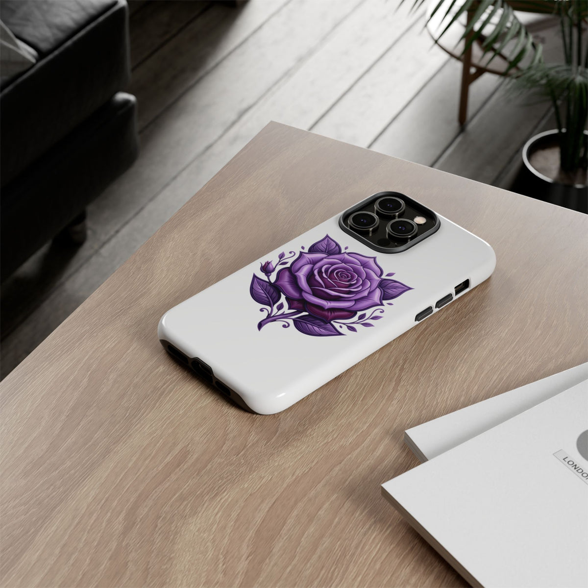 Purple Rose Tough Phone Case — Floral Protective Phone Cover