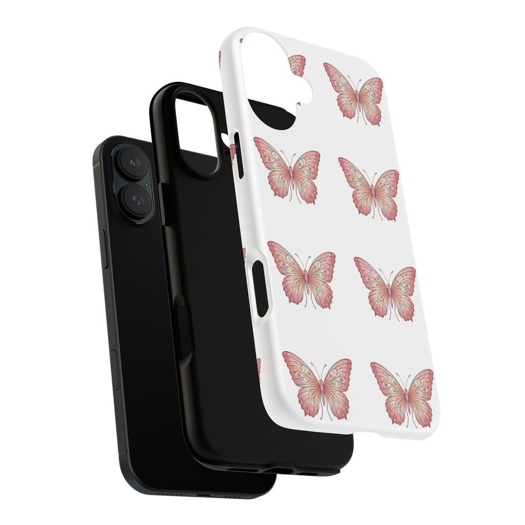 Pink Butterfly Tough Phone Case — Floral Pattern Protective Cover