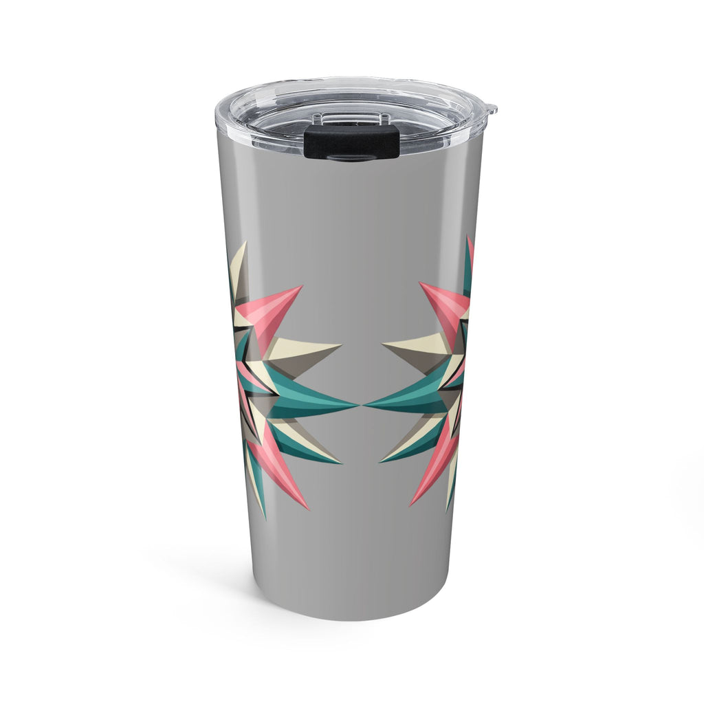 20oz Geometric Starburst Tumbler — Colorful Abstract Travel Cup- Light Grey